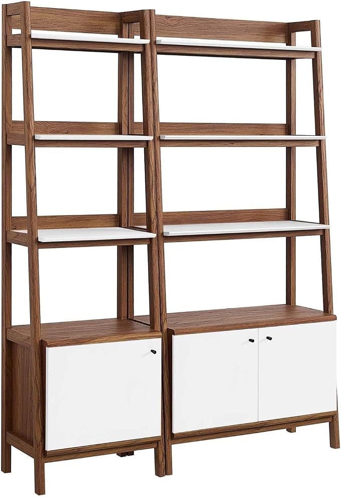 Modway Bookshelf Display Cases in Walnut White - Set of 2