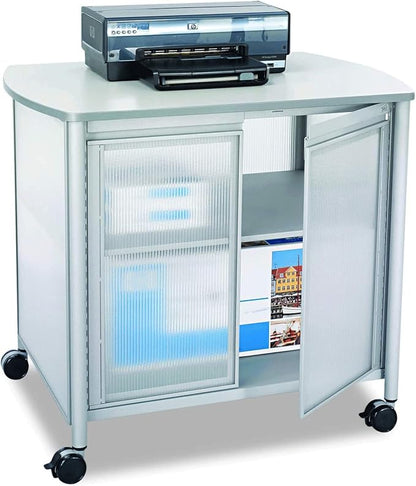 Safco Products Impromptu Mobile Print Stand & Organizer with Doors 1859GR – 200 lbs. Capacity – 4 Wheels, Laminate Top & Steel Frame – Contemporary Design