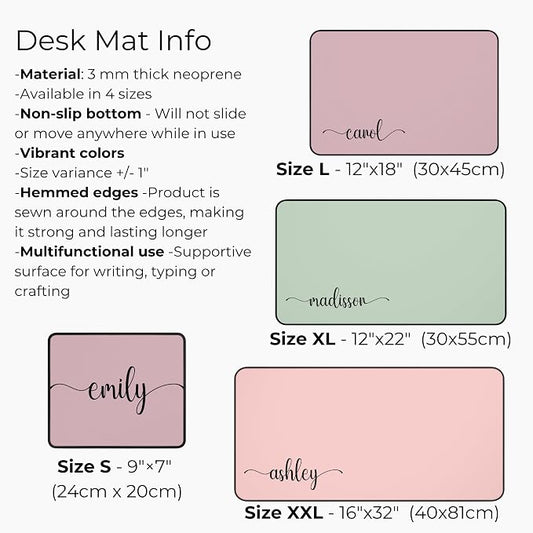 Hilis Custom Mouse Pad Personalized Color and Name, Gaming Office Work Desk Mat, 4 Sizes Mousepad, Office Supplies & Accessories, Matt for Desktop