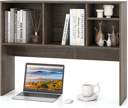 Tangkula Desktop Bookshelf, Countertop Storage Hutch with 4 Shelves for Computer Desk, Desktop 2-Tier Display Rack, Multipurpose Wood Desk Hutch Storage Organizer for Dorm Office Home