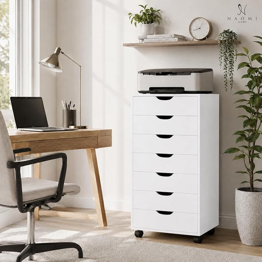 Naomi Home Debbie Office File Cabinet with 7 Drawers, Rolling Storage Organizer for Home Office & Workspace