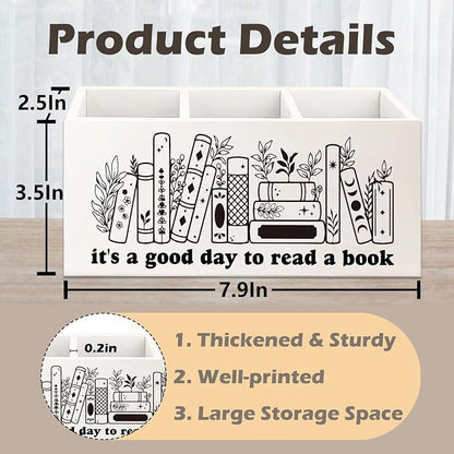 Bookmark Holder Decor Wooden Pen Pencil Holder for Desk, Book Club Gifts It's a Good Day to Read a Book Wood Makeup Brush Toothbrush Holder Organizer for Reading Corner Bedroom