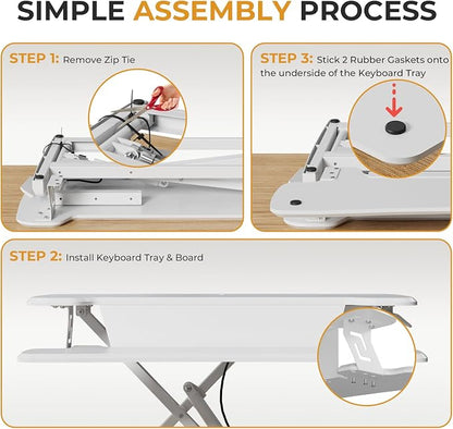 JOY worker Standing Desk Converter, 32" Height Adjustable Sit Stand Up Desk Riser with Keyboard Tray & 6 Fridge Magnets, Desktop Workstation Riser for Home Office Computer Laptop, White