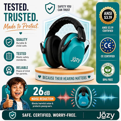 Jozy Noise Canceling Headphones for Kids, SNR 26dB Ear Protection for Autism, Sound Proof Sensory Muffs for Hearing, Concerts