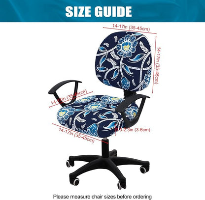Smiry Stretch Printed Office Computer Chair Covers, Universal Washable Removable Desk Rotating Chair Slipcovers Protector, Seat + Backrest Cover - Midnight Blue
