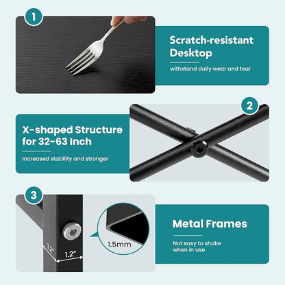OLIXIS 47 Inch Home Office Desk, Small Computer Work Table with X-Shaped Reinforcement, Modern Simple Writing and Study Desk for Home Office, Bedroom, or Dorm Room, Black