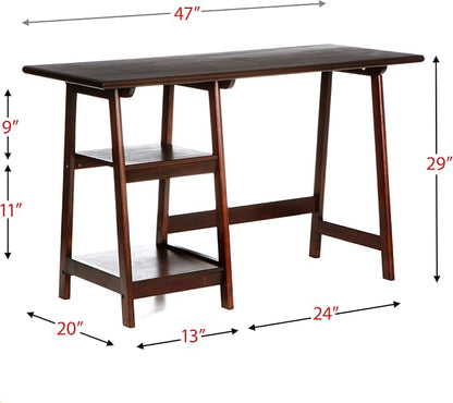 SEI Furniture Langston Spacious A Frame 2 Fixed Shelves Desk, Espresso (Model: HO9246)