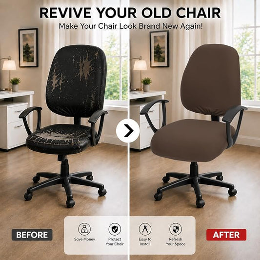 DIVA EN CAMINO DEC Stretchable Desk Office Chair Seat Covers - Universal Stretch Computer Chair Slipcover - 180GSM Washable Rotating Backrest Coverings & Cushion Protectors for Dogs, Cats, Pets