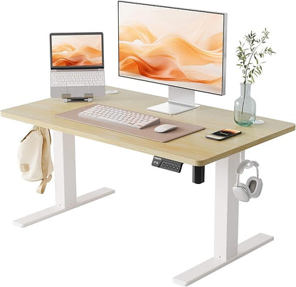 YIHAYO Low Height Adjustable Desk, Lifts 18.1-28.3 Inches, Electric Standing Desk for Short People, 40 x 24 Inches Computer Table with Splice Board for Home Office, Natural