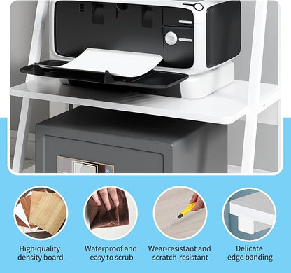PUNCIA 3 Tier Wood Desktop Printer Stand Large Capacity Storage Rack | White Heavy Duty Shelf Fits Laser Printers Copiers Fax Machines Books Organizer for Home Office Dorm Room