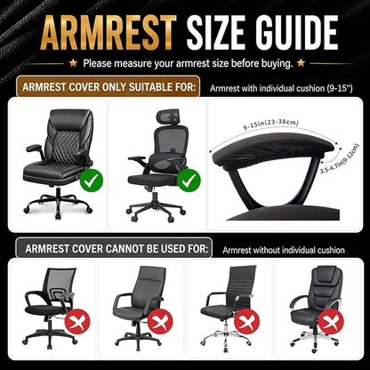 DIVA EN CAMINO DEC Stretch Computer Office Chair Cover with Armrest Covers Durable Zipper Universal Washable Removable Spandex Rotating Boss Chair Slipcovers Anti-dust Chair Seat Protector, Mid Gray