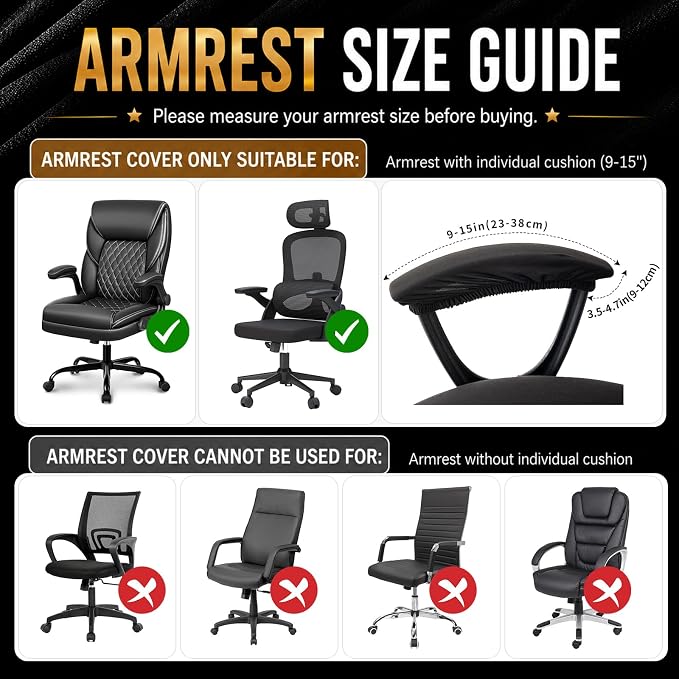 Water Resistant Stretch Computer Office Chair Cover with Armrest Covers Durable Zipper Universal Washable Removable Spandex Rotating Boss Chair Slipcovers Anti-dust Soft Desk Chair Seat Protector