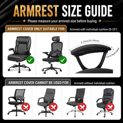 Water Resistant Stretch Computer Office Chair Cover with Armrest Covers Durable Zipper Universal Washable Removable Spandex Rotating Boss Chair Slipcovers Anti-dust Soft Desk Chair Seat Protector
