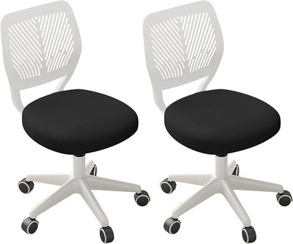 JPBSTO Armless Desk Chair, Height Adjustable Swivel Office Rolling Task Chairs with Soft Mesh Padded Cushion, Ergonomic Small Study Computer Chair for Girls Boys Teens (Black White, 2PCS)