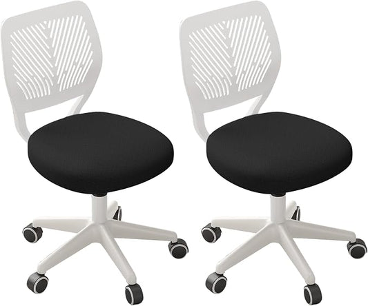 JPBSTO Armless Desk Chair, Height Adjustable Swivel Office Rolling Task Chairs with Soft Mesh Padded Cushion, Ergonomic Small Study Computer Chair for Girls Boys Teens (Black White, 2PCS)