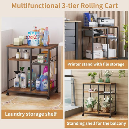 Furist Printer Stand with Storage, Mobile Printer Table for Home Office, Desktop Shredder Shelf with Wheels, Rolling Cart Computer Tower Stand