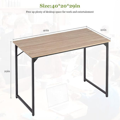 PayLessHere | 39 Inch Computer Desk | Nature | Office Desk with Metal Frame, Adjustable Feet | Water-Resistant, Scratchproof Surface | Sturdy Writing Table for Home Office or Study | Pack of 1