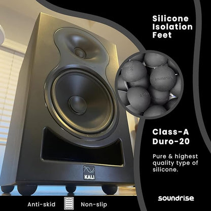 Soundrise DOMES Isolation Pads - Sound Dampening & Anti-Vibration Silicone Feet - Audio Isolation Feet for Subwoofers, Speakers & Turntables - Peel & Stick, Durable Class-A Silicone, Non-Slip (8-Pack)