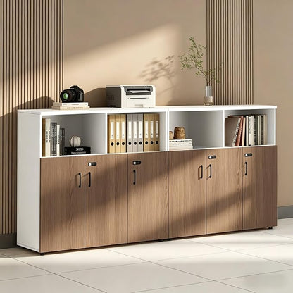 File Cabinet with Password Lock, Wood Lateral Filing Cabinet for Letter/A4 Files, 3 Drawer with Door, Printer Stand with Open Shelves for Home Office