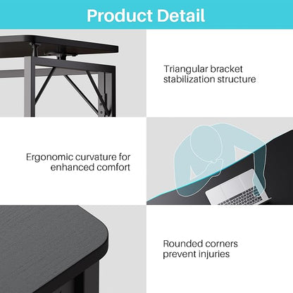 JOYMOOP Black 40" Folding Desk, No Assembly Small Foldable Desk for Home, Office, Wooden Top Folding Computer Desk for Working, Writing, Studying - Middle Size