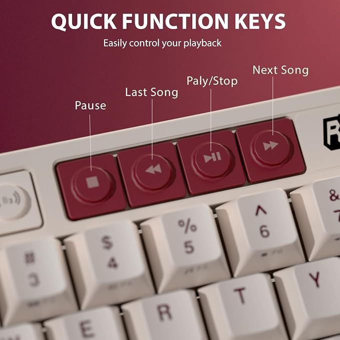 RK ROYAL KLUDGE M65 Wireless Mechanical Keyboard with Volume Knob, 60% Tri-Mode Gaming Keyboard 2.4G/BT/USB-C, Gasket Mount, Battery Display, PBT Keycaps, Hot-Swappable Cream Switch, White