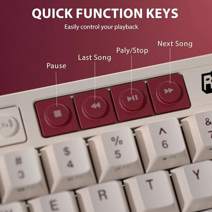 RK ROYAL KLUDGE M65 Wireless Mechanical Keyboard with Volume Knob, 60% Tri-Mode Gaming Keyboard 2.4G/BT/USB-C, Gasket Mount, Battery Display, PBT Keycaps, Hot-Swappable Cream Switch, White