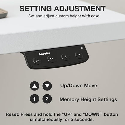 Acrolix Electric Standing Desk, Height Adjustable Home Office Desk with Memory Presets & Cable Management,White Sit Stand Desk for Work from Home, Ergonomic Computer Desk (63" x 24")