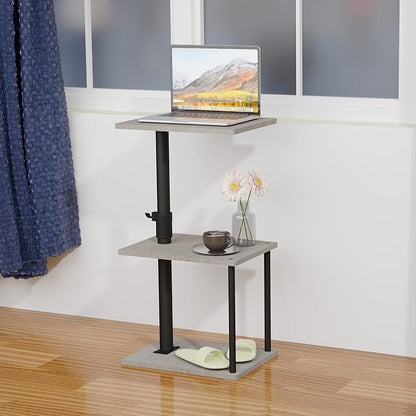 Faesun Swivel Side Table for Couch Arm, Adjustable C End Table for Recliner or Bed, Tv Trays with Storage Shelf for Small Spaces Small Nightstand Table for Living Room, Bedroom，2pc