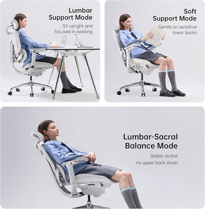 SIHOO Doro C300 Pro V2 Ergonomic Office Chair Without Footrest, Full-Body Adaptive Support, 8D Armrest & Breathable Mesh, Comfy High Back Desk Chair for Long Hours, 135° Recline, 2 Packs, White
