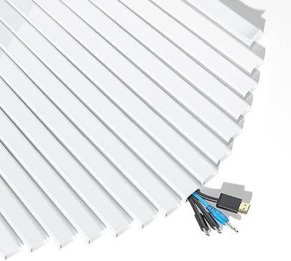 Yecaye 235in Wall Cord Hider for 3-4 Cords, On-Wall Cord Cover Channel, Long Cable Concealer, Cable Cover Cords Management for Home Office, W1.18in H0.63in, White