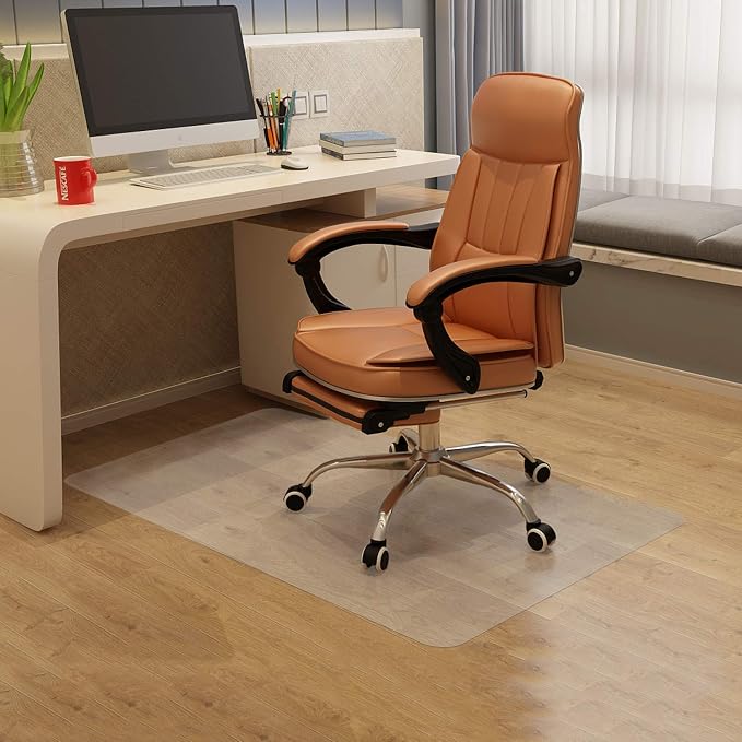 Office Chair Mat, 48" x 30" Vinyl Desk Chair Mat Clear Floor Protector Mat for Hardwood Floor/Rolling Chair Office & Home, Easy Glide and Flat Without Curling