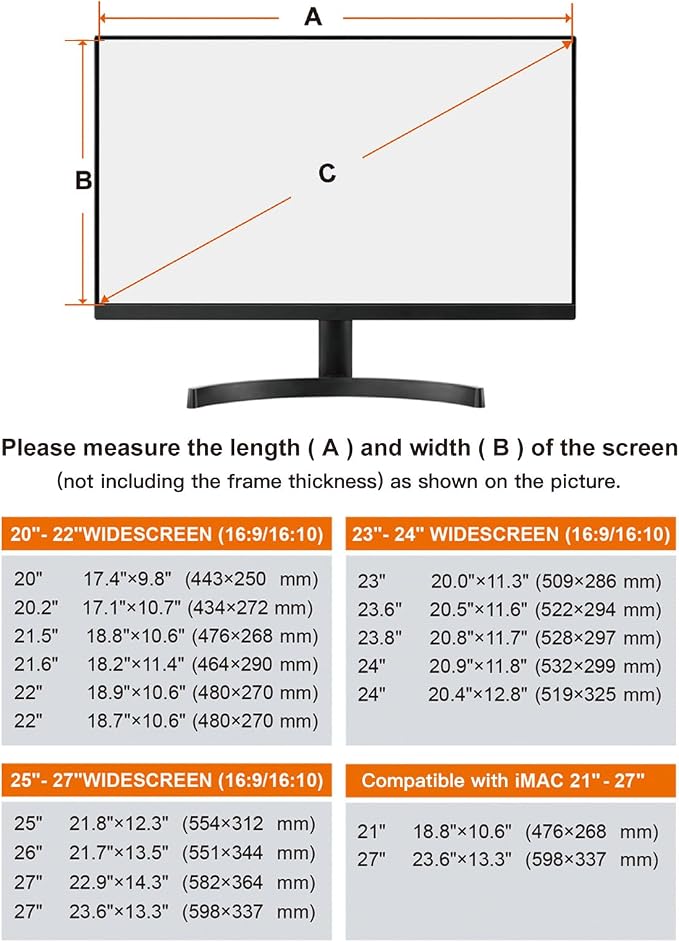 MOSISO 23-24 inch Computer Blue Light Blocking Screen Protector Anti-UV Eye Protection Filter Film Panel for Diagonal 23,23.6,23.8,24 inch 16:9 Widescreen Desktop PC LED Monitor(21.26x13.39 inch/LxW)