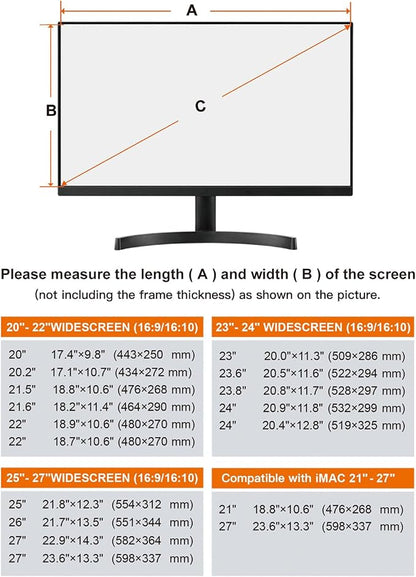MOSISO 20-22 inch Computer Blue Light Blocking Screen Protector Anti-UV Eye Protection Filter Film Panel for Diagonal 20,21.5,22 inch 16:9 Widescreen Desktop PC LED Monitor(19.29 x 12.48 inch/L x W)