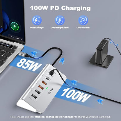 intpw 10-in-1 USB C Hub with Ethernet, 4K@60Hz HDMI, 10Gbps USB-C/USB-A, PD 100W, SD/TF, P9R PRO Docking Station for MacBook Pro/Air M1-M5, iPhone 17/16/15, iPad Pro, Windows