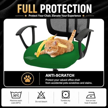 DIVA EN CAMINO DEC Stretchable Desk Office Chair Seat Cushion Covers - Universal Spandex Computer Chair Slipcover - Removable Washable Cushion Protectors Anti-Scratch for Dogs, Cats, Pets (Green)