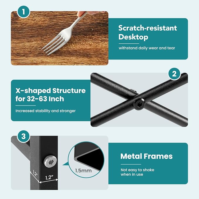 OLIXIS Computer Desk, Home Office Desk with Metal Frame, 47 Inch Gaming Writing Work for Bedroom Study Table, Sturdy Metal Frame, Durable Design with Easy Assembly, Simple Rustic Style