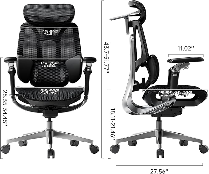 Hbada E3 Pro 2026 Edition Ergonomic Office Chair, Mesh Desk Chair with 3-Zone Floating Lumbar Support, Upgraded 4D Headrest, 720° Armrests, Black