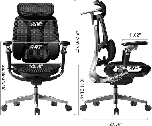 Hbada E3 Pro 2026 Edition Ergonomic Office Chair, Mesh Desk Chair with 3-Zone Floating Lumbar Support, Upgraded 4D Headrest, 720° Armrests, Black