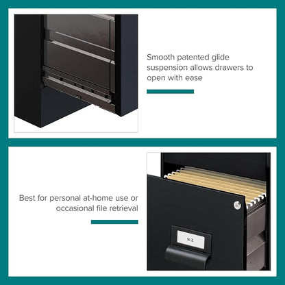 Office Dimensions 18" Deep 2 Drawer Premier Height File Cabinet, Black