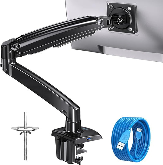 HUANUO Heavy Duty Monitor Arm for 27 32 34 40 49 Inch Ultrawide/Curved Screens, Full Motion Adjustable Monitor Mount with Aircraft-Grade Aluminum, Holds 26.4lbs, VESA 75x75/100x100mm