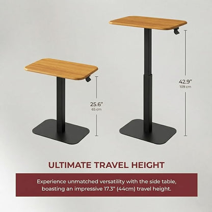 Elevance Height Adjustable Side Table, Black Base, Golden Maple Top | Sofa Laptop Table for Couch & Bed | Small C-Shape End Table for Home or Office