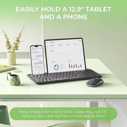 seenda Bluetooth Keyboard and Mouse for iPad, CTU-301 Wireless Multi-Device Connection Bluetooth+2.4G Keyboard Mouse Combo with Tablet Holder for iPad/MacBook/Windows, iOS/Android/Phone, Black
