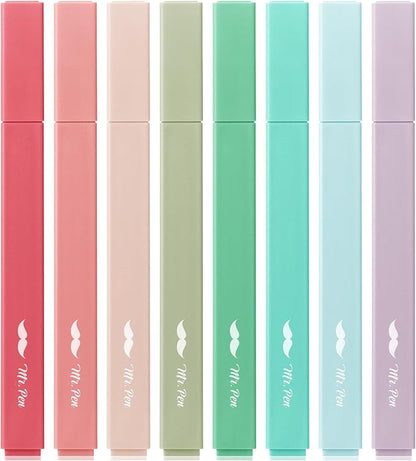 Mr. Pen- Aesthetic Highlighters No Bleed, 8 Pack, Vintage Colors | Chisel Tip, Cute Highlighters Assorted Colors for Journaling, Highlighting, Underlining, Fast Dry, Back to School Supplies