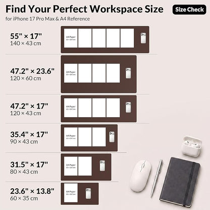 AFIING Cork Desk Mat, Coffee, 23.6" x 13.7",Desk Pad Protector | Dual-Sided & PU Leather, Waterproof, Non-Slip for Mouse Pad, Writing, Home Office& Laptop