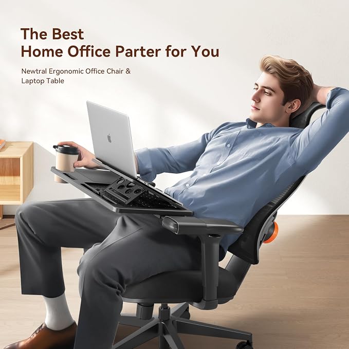 Newtral Ergonomic Office Chair with Adaptive Lumbar Support- High Back Desk Chair with Adjustable Headrest, 3D Armrest, Adjustable Seat Depth & Height, Home Office