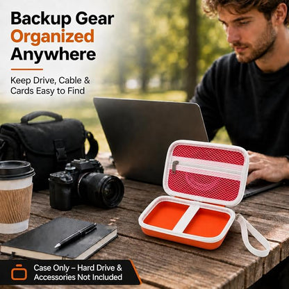 Case Compatible with LaCie Rugged Mini 1TB/ 2TB/ 4TB/ 5TB External Hard Drive Portable HDD, Storage Holder for Hard Drives for Mac and PC Computer & USB 3.0 2.0 Cable SD Cards (Flame)