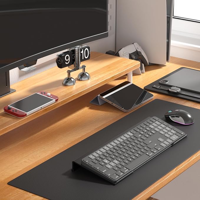WINFFOR Comfortable Computer Keyboard Stand - 2 Pack Ergonomic Riser Acrylic Tilted Holder for Easy Typing & Working - Fits - 17'' Wide (Matte Black)