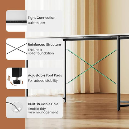 Tangkula L-Shaped Computer Desk with Power Outlets, 95” Long 2-Person Desk with Monitor Shelf, Modern Corner Desk Gaming Table with USB Ports for Home Office