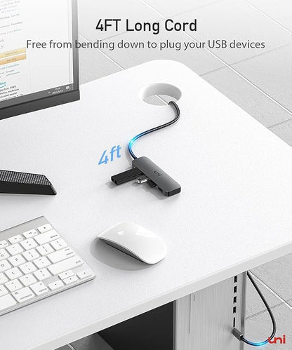 uni USB C to USB Hub 4 Ports, Aluminum USB Type C to USB Adapter with 4 USB 3.0 Ports, Thunderbolt 3 to Multiport USB 3.0 Hub Adapter for MacBook Pro/Air 2020/2019, iPad Pro, Dell, Chromebook and more