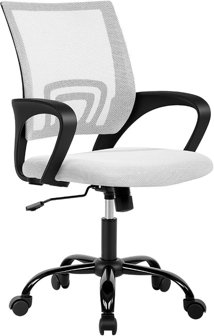 BestOffice Office Chair Ergonomic Desk Chair Mesh Computer Chair Lumbar Support Modern Executive Adjustable Stool Rolling Swivel Chair for Back Pain,White